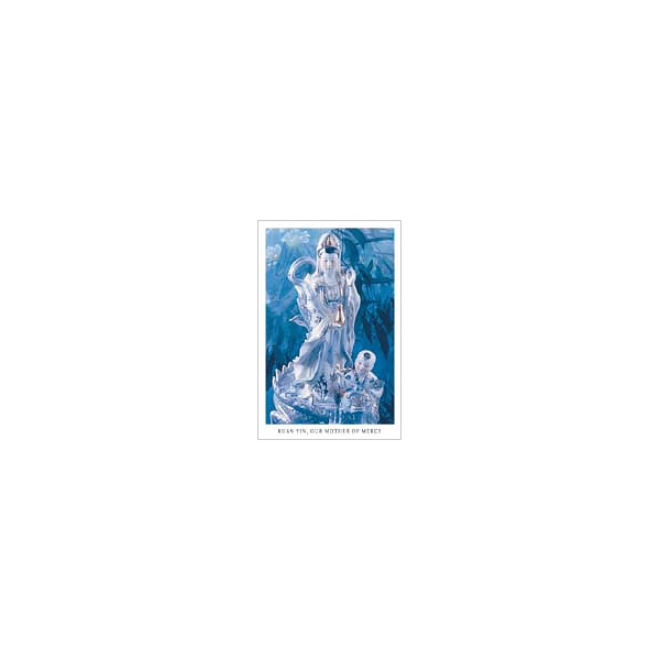 Picture of Kuan Yin Mercy Blue And White Statue wallet card
