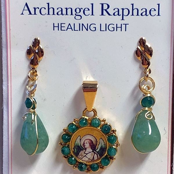 Picture of Archangel Raphael Pendant and Earring Set