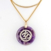 Picture of Purple Fluorite Stone Pendant with Silver Om