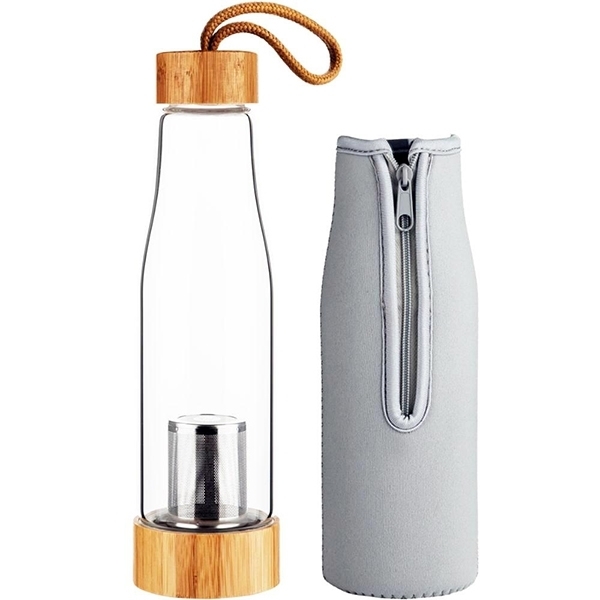 Picture of Tea Infuser Glass Bottle w/Bamboo