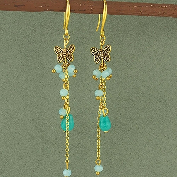 Picture of Turquoise Earring w/ Butterfly Charm.