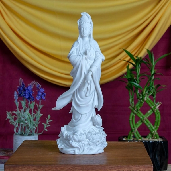 Picture of Kuan Yin Standing on Lotus 12.5 Inches, Bonded Marble