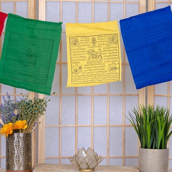 Picture of Tibetan Prayer Flag with Multiple Deity Imprints