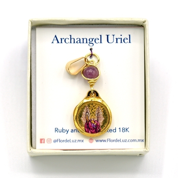 Picture of Archangel Uriel Pendant w/ Ruby
