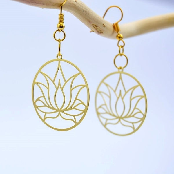 Picture of Circular Lotus Flower Earrings 