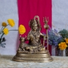 Picture of Shiva with Trident and Cow, Brass Statue 8" tall