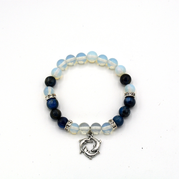 Picture of Kyanite & Opalite Bracelet with Dolphins