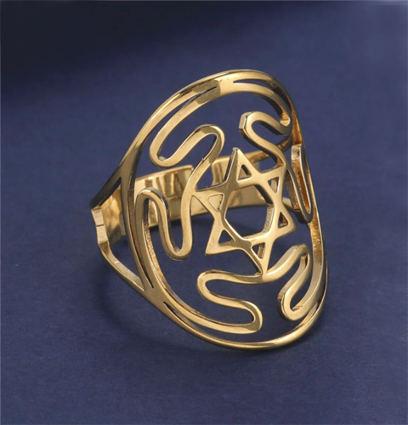 Picture of Star of David ring gold plated, adjustable